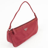 Prada Logo Nylon Hand Bag Shoulder Bag Pouch Purse Red