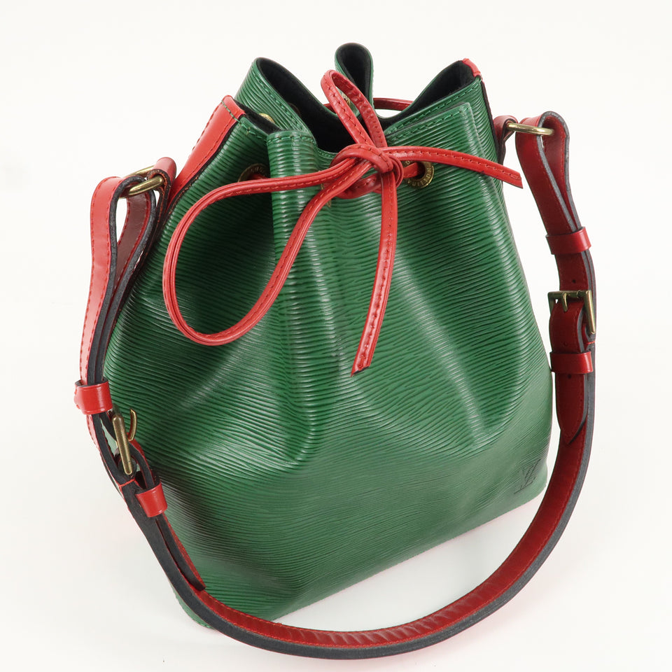Louis Vuitton Epi Petit Noe Shoulder Bag Bi ColorGreen Red M44147