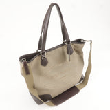 Prada Logo Jacquard Leather 2Way Bag Tote Bag Beige BR3413