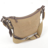 Prada Logo Jacquard Leather Shoulder Bag Beige Brown BT0534