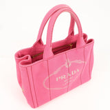 Prada Logo Canapa Mini Canvas 2Way Tote Bag Pink 1BG439