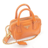 Prada Logo Leather Chain 2Way Bag Shoulder Bag Orenge BL0705