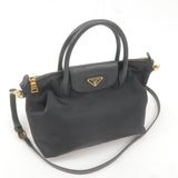 Prada Logo Nylon Leather 2Way Bag Hand Bag NERO Black BN2106