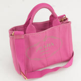 Prada Canapa Mini Canvas 2Way Bag Shoulder Bag Pink B2439G