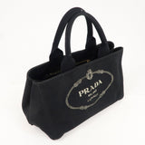 Prada Canapa Canvas Tote Bag Hand Bag Black BN1877
