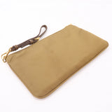 Prada Logo Nylon Leather Clutch Bag Pouch Brown