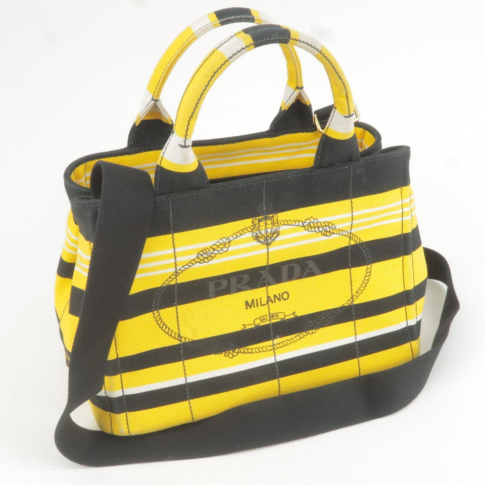 Prada Canapa Mini Canvas 2Way Bag Shoulder Bag Yellow Black B2439B