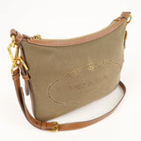 Prada Logo Jacquard Leather Shoulder Bag Beige Brown BT0706