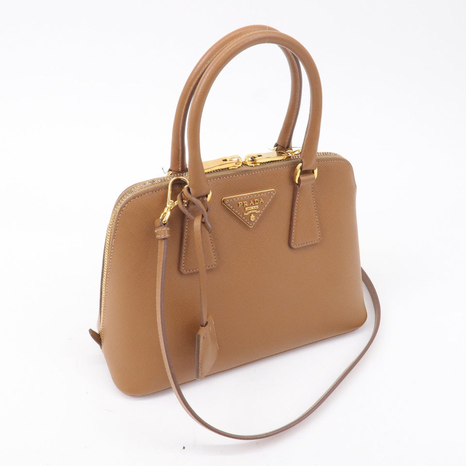 Prada Logo Leather 2Way Bag Hand Bag Shoulder Bag Brown