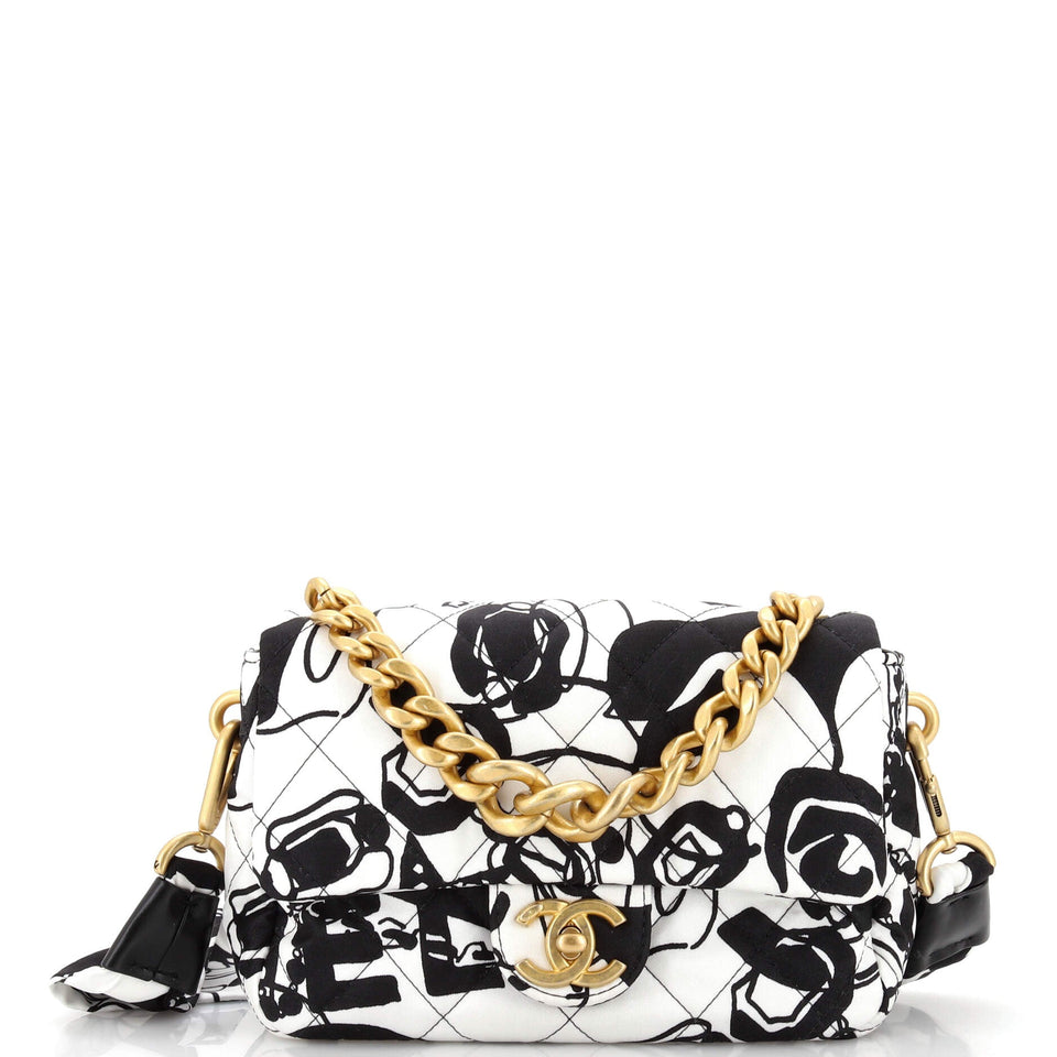 CHANEL Deer Coco Flap Bag Quilted Printed Canvas Mini
