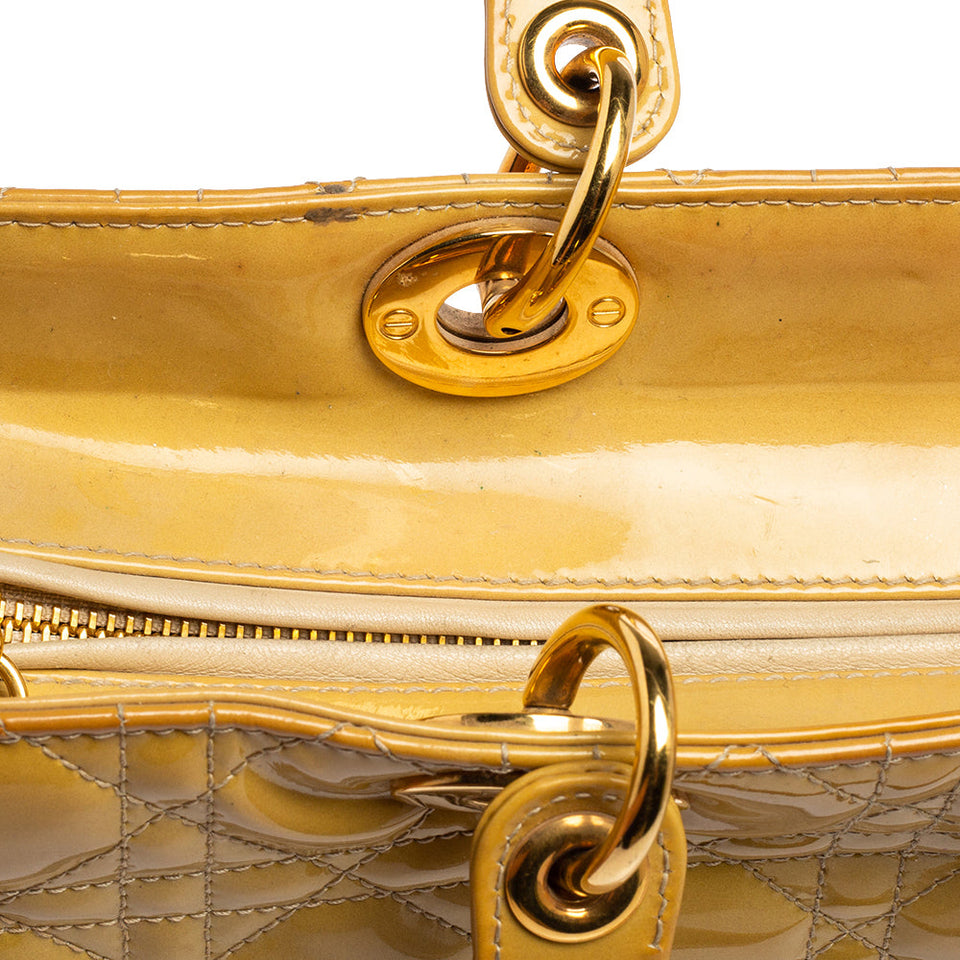 Dior Cannage Patent Leather Large Lady Dior Tote