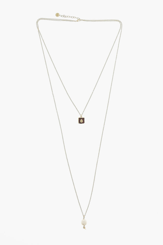 Dior Golden Effect Brass Jardin D'hiver Long Necklace With Pendan