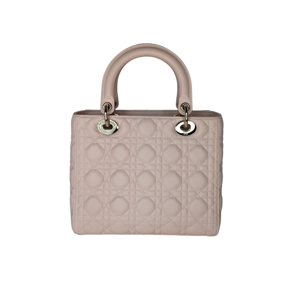 Christian Dior Powder Pink Cannage Lambskin Medium Lady Dior
