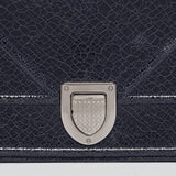 Dior Navy Blue Crinkled Patent Leather Medium Diorama Shoulder Bag