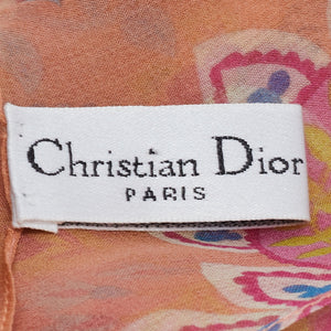 Dior Pink Paisley Print Silk Fringed Stole