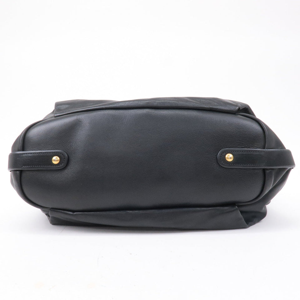Prada Logo Leather One Shoulder Bag NERO Black