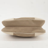 Prada Logo Jacquard Canvas Leather Shoulder Bag Beige Ivory