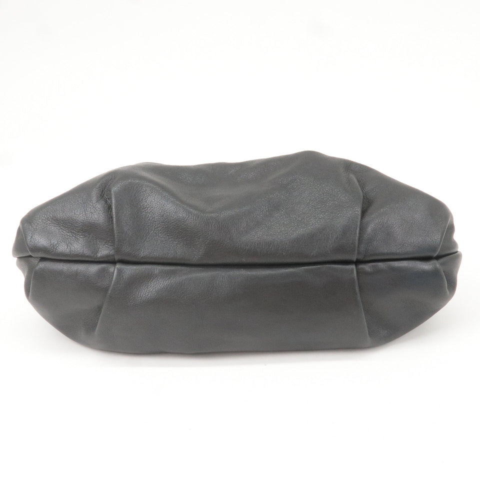 Prada Logo Leather Shoulder Bag Hand Bag Black BR3795