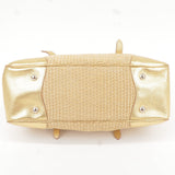Prada Paglia Straw Leather Shoulder Bag Metalic Gold BR3509