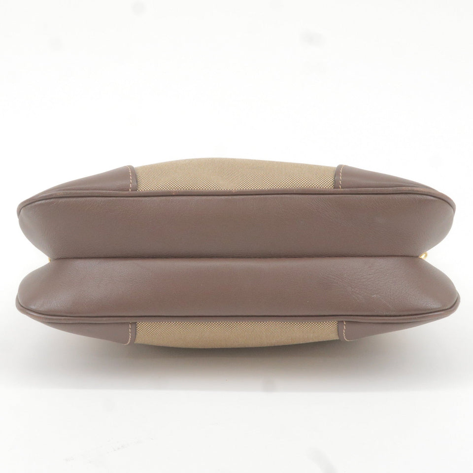 Prada Logo Jacquard Leather Shoulder Bag Beige Brown BT867A