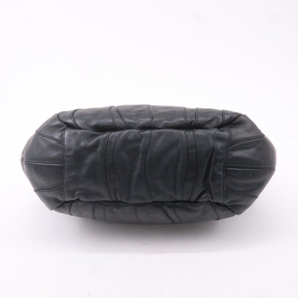 Prada Leather Shoulder Bag Hand Bag Black