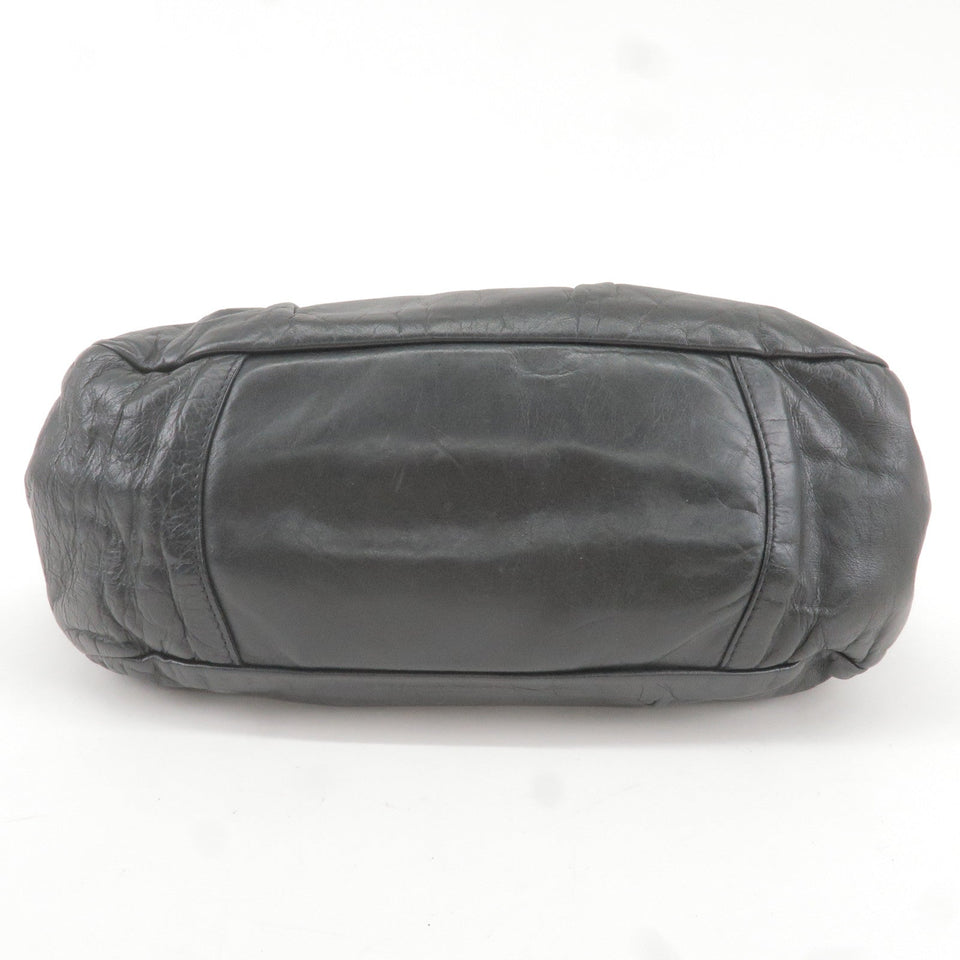 Prada Logo Leather Shoulder Bag With Tassel Black