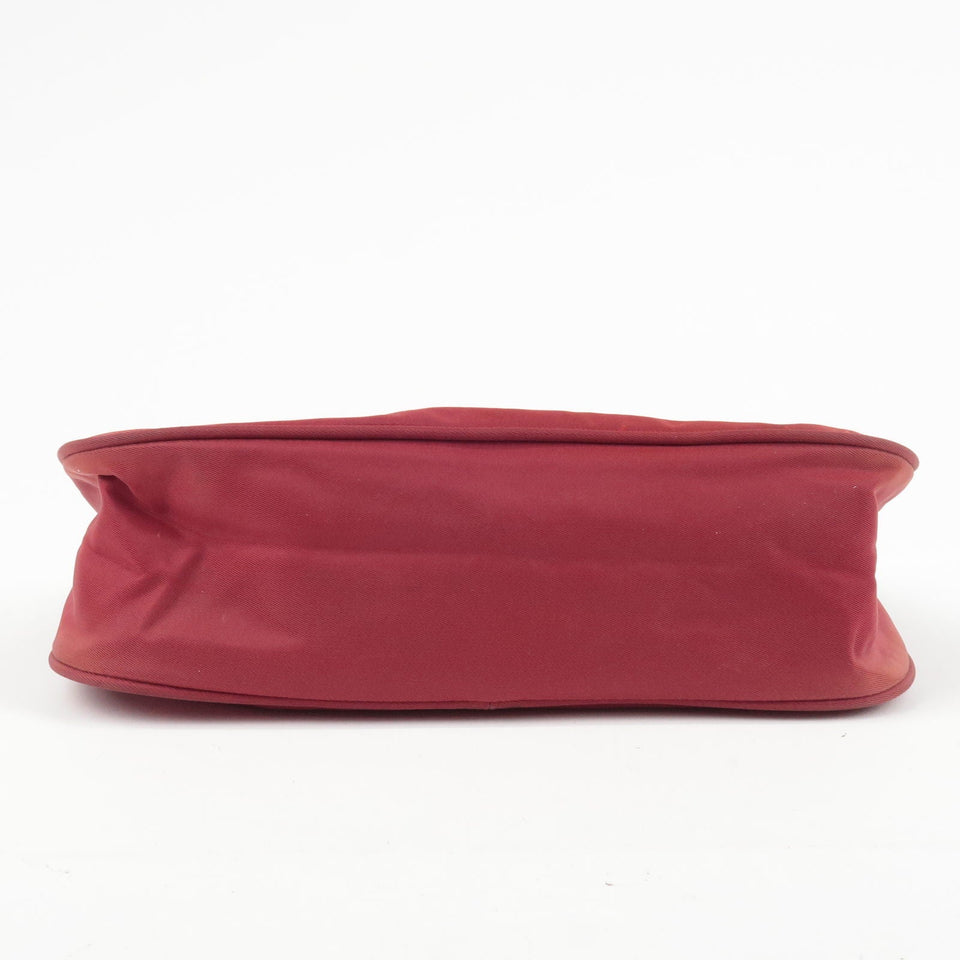 Prada Logo Nylon Hand Bag Shoulder Bag Pouch Purse Red