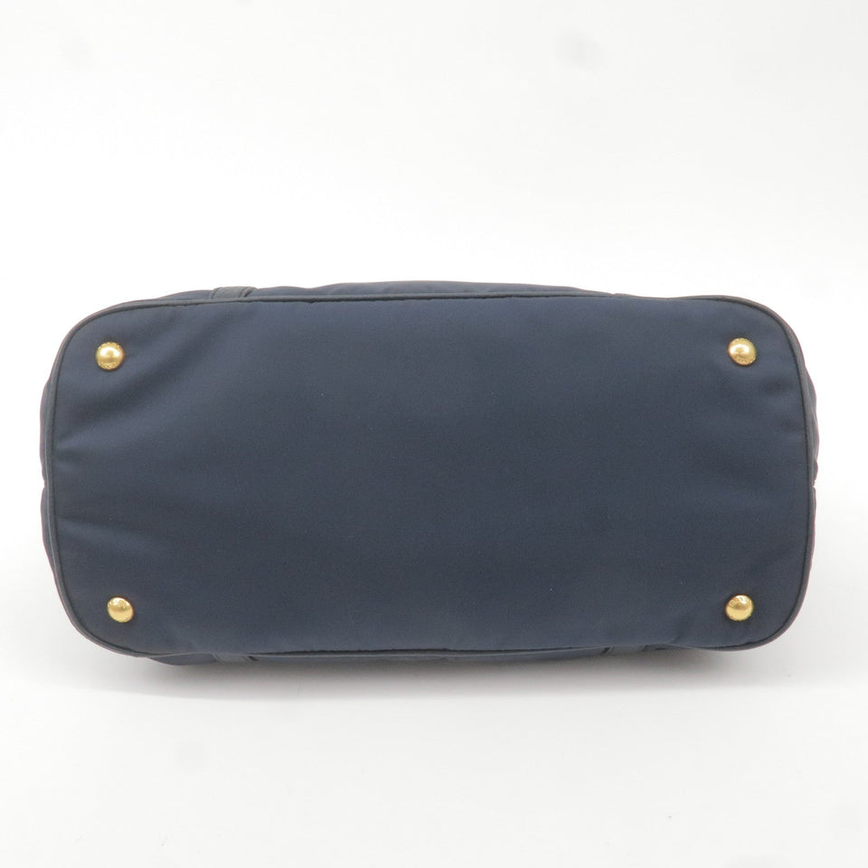 Prada Logo Nylon Leather 2Way Bag Hand Bag Navy BN2527