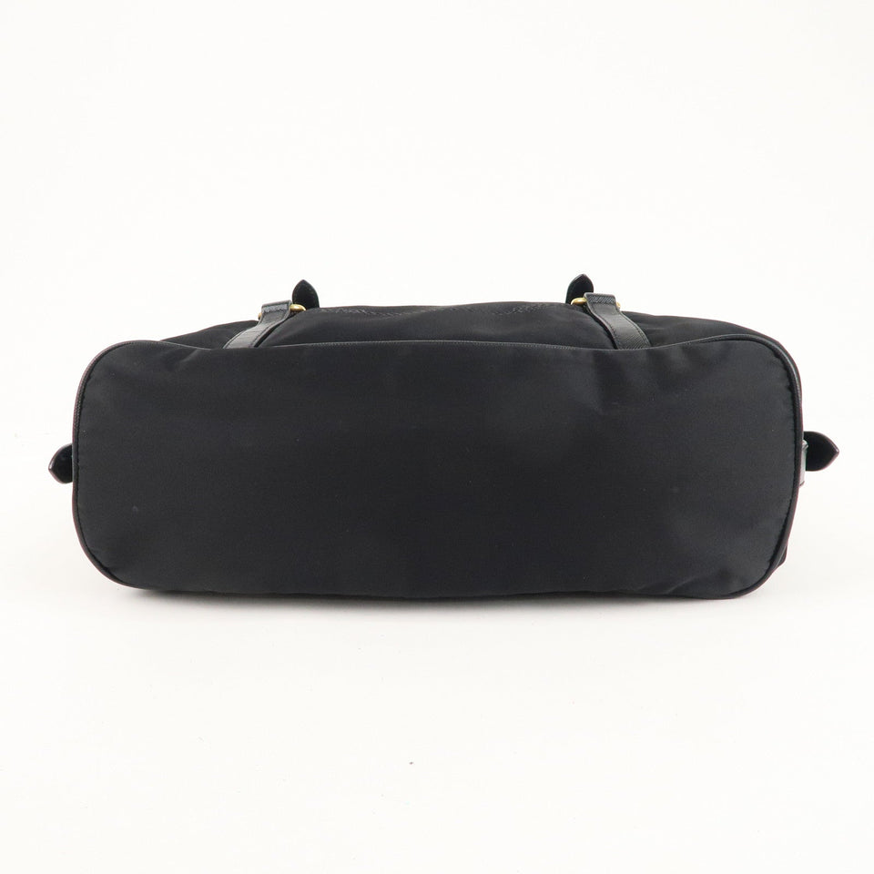 Prada Nylon Leather Shoulder Bag Black