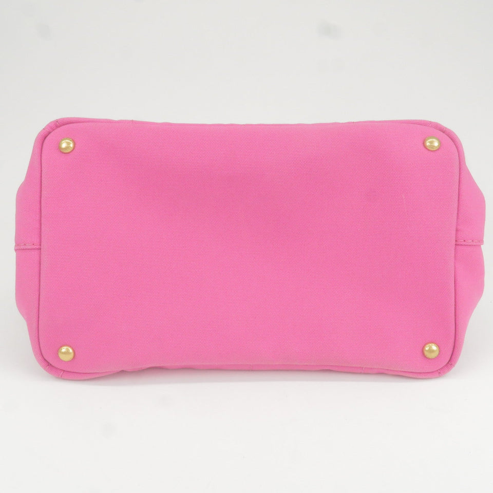 Prada Logo Canapa Canvas Tote Bag Hand Bag Pink B1877G