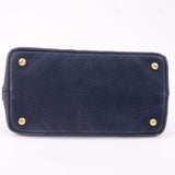 Prada Canapa Mini Canvas 2Way Tote Bag Hand Bag Navy 1BG439