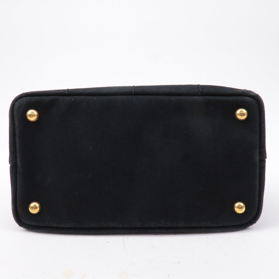 Prada Canapa Mini Canvas Tote Bag Hand Bag Black