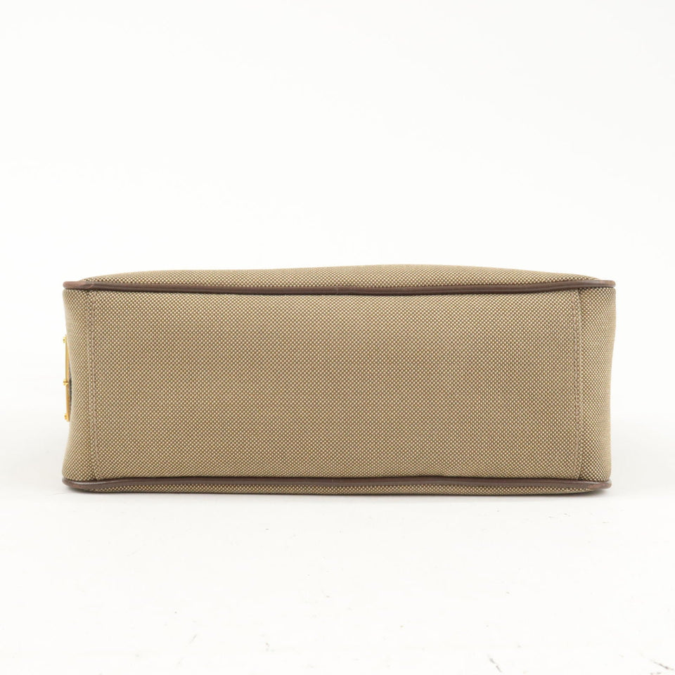 Prada Logo Jacquard Leather Shoulder Bag Beige Brown 1BH089