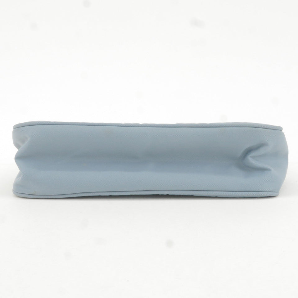 Prada Logo Nylon Canvas Hand Bag Pouch Purse Light Blue MV515