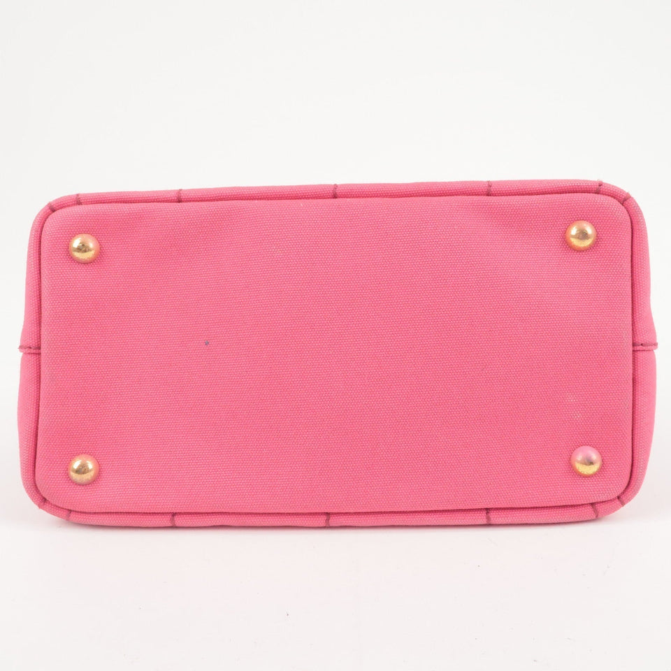 Prada Logo Canapa Mini Canvas 2Way Tote Bag Pink 1BG439