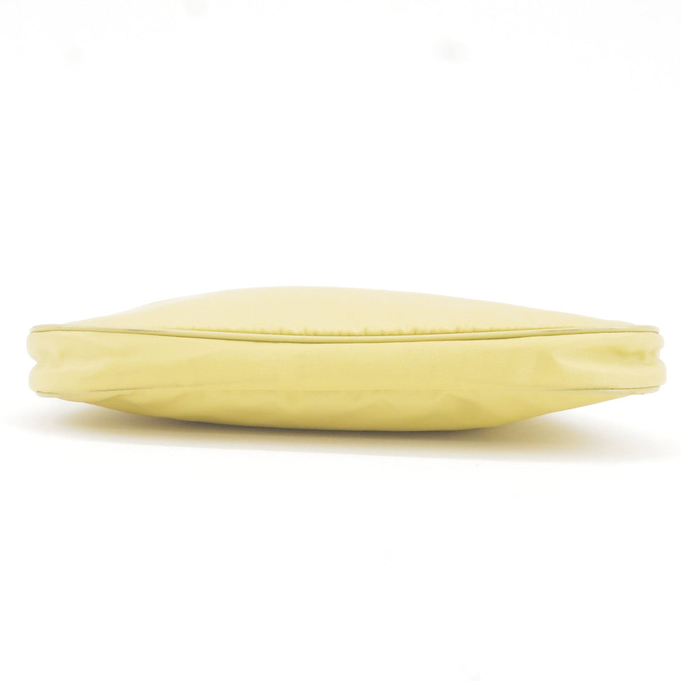 Prada Logo Nylon Leather Chain Shoulder Bag Yellow BR0104