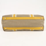 Prada Logo Jacquard Leather 2Way Hand Bag Beige Orange BN1453