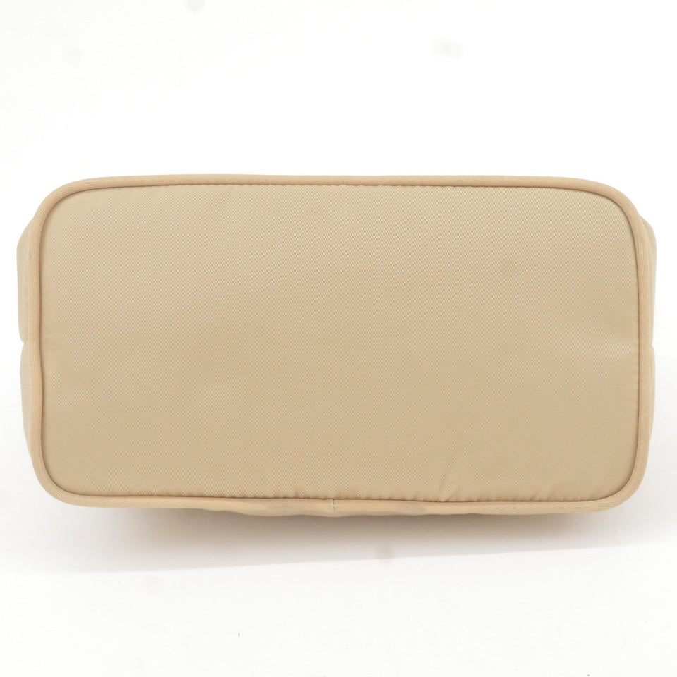 Prada Nylon Leather Shoulder Bag Hand Bag Pouch Beige Black