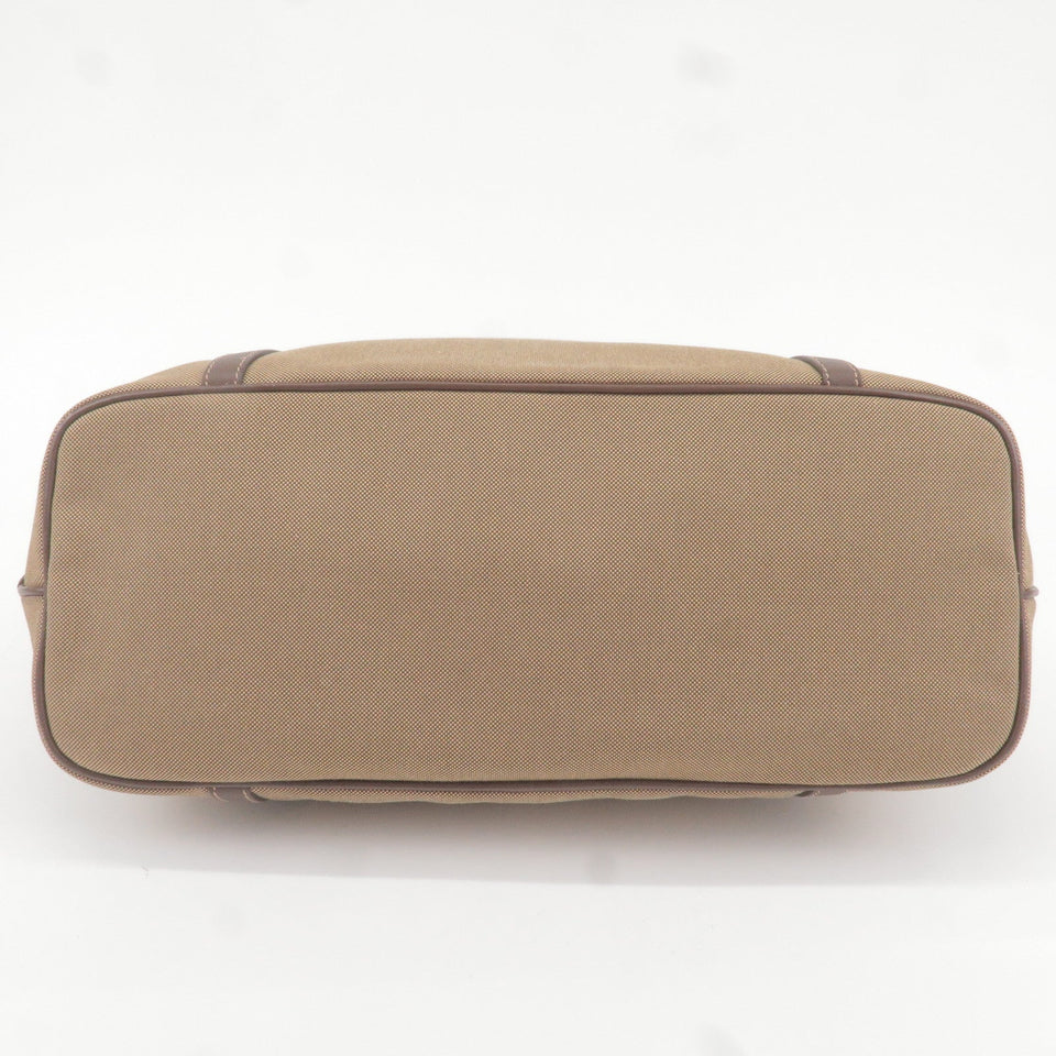 Prada Logo Jacquard Leather 2Way Tote Bag Beige Brown BR4253