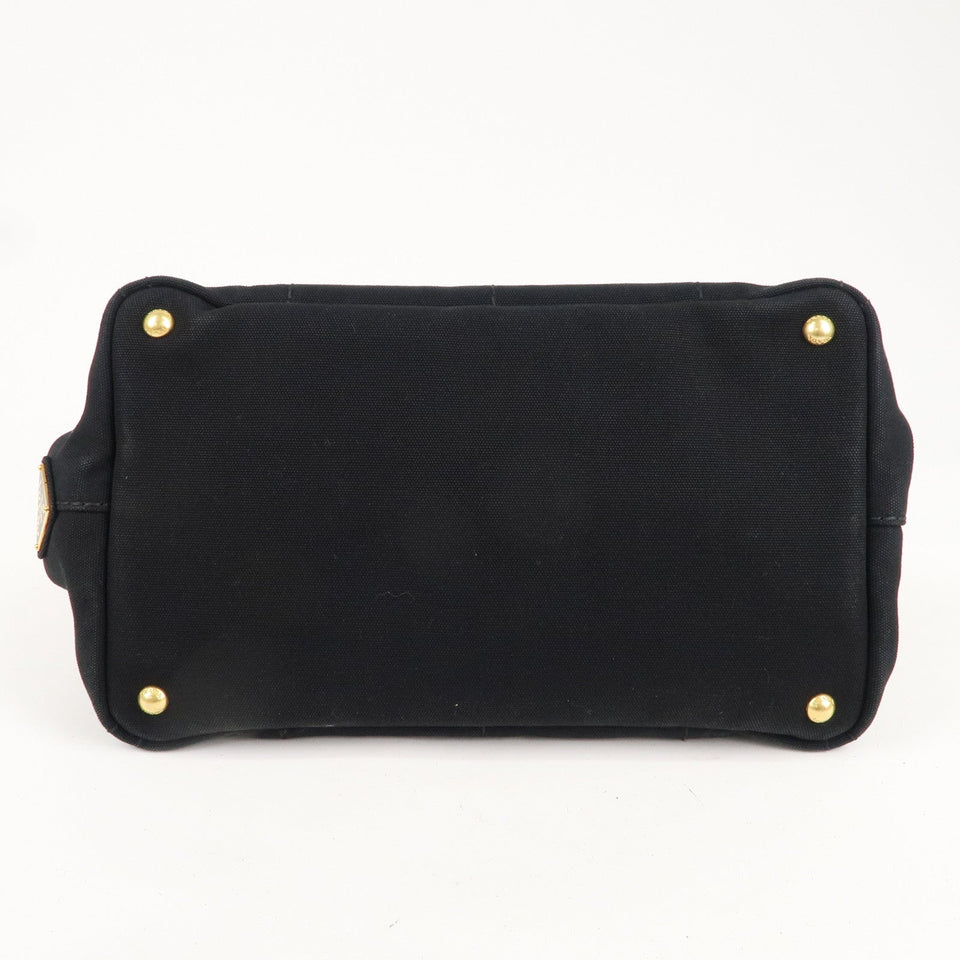 Prada Canapa Canvas Tote Bag Hand Bag Black BN1877