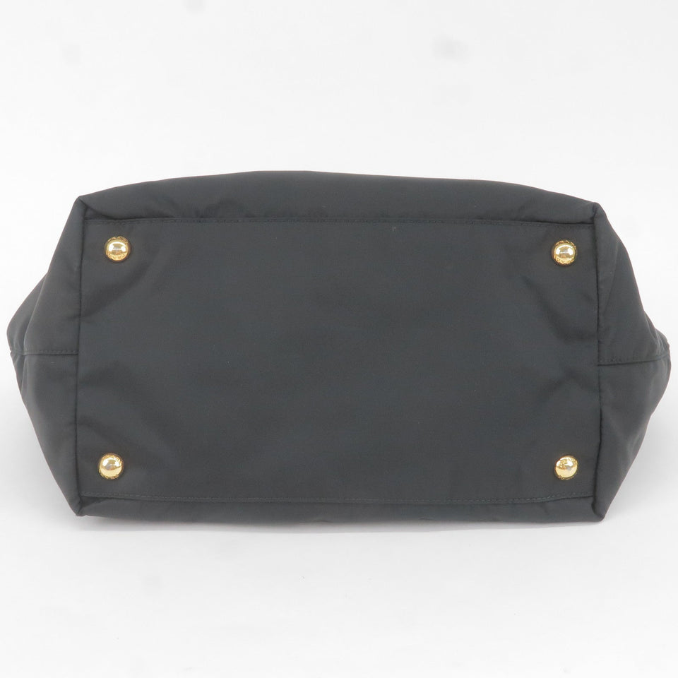 Prada Nylon Leather Ribbon Hand Bag NERO Black BN1601