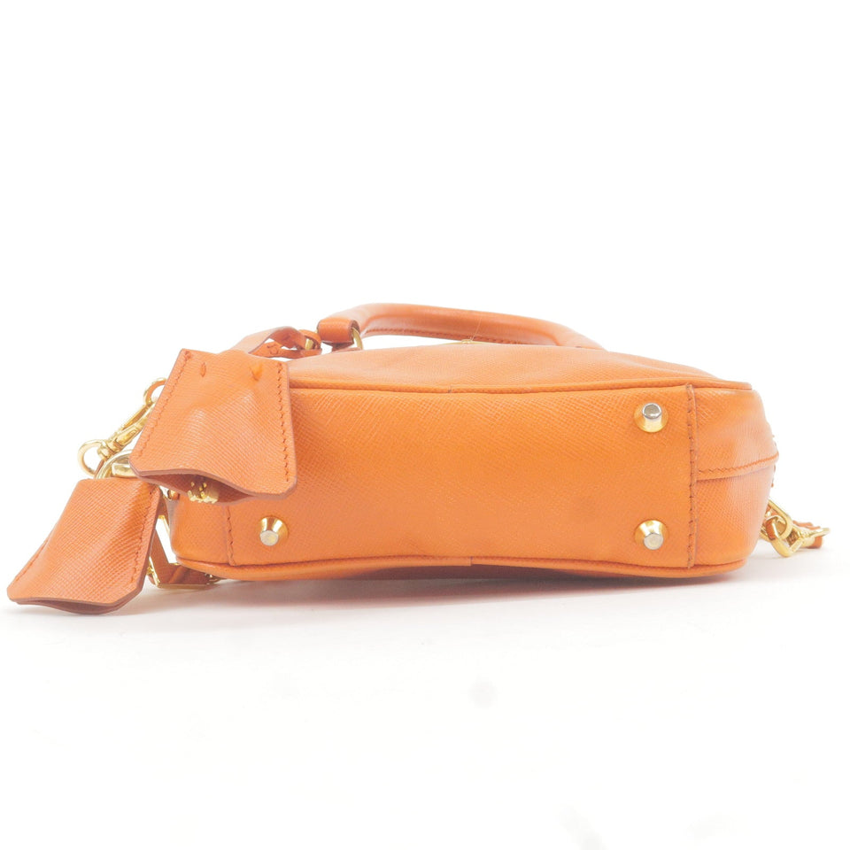 Prada Logo Leather Chain 2Way Bag Shoulder Bag Orenge BL0705