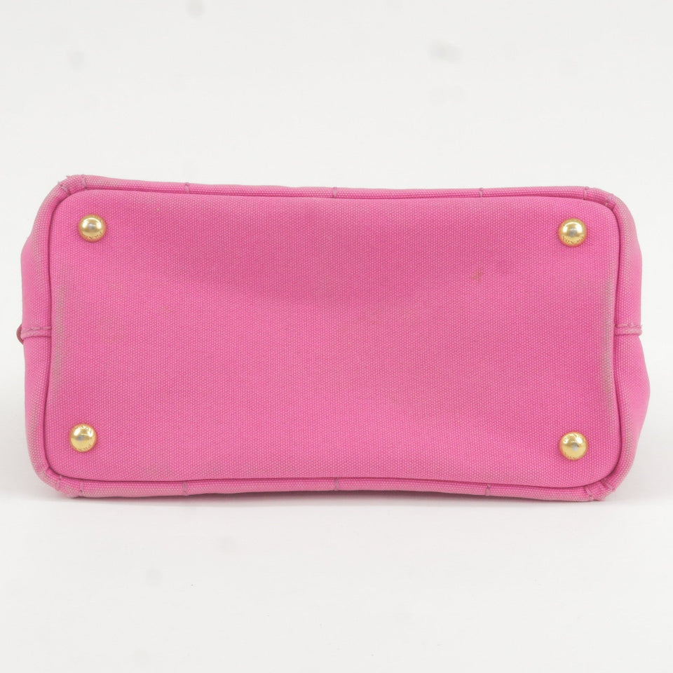 Prada Logo Canapa Mini Canvas Hand Bag Tote Bag Pink