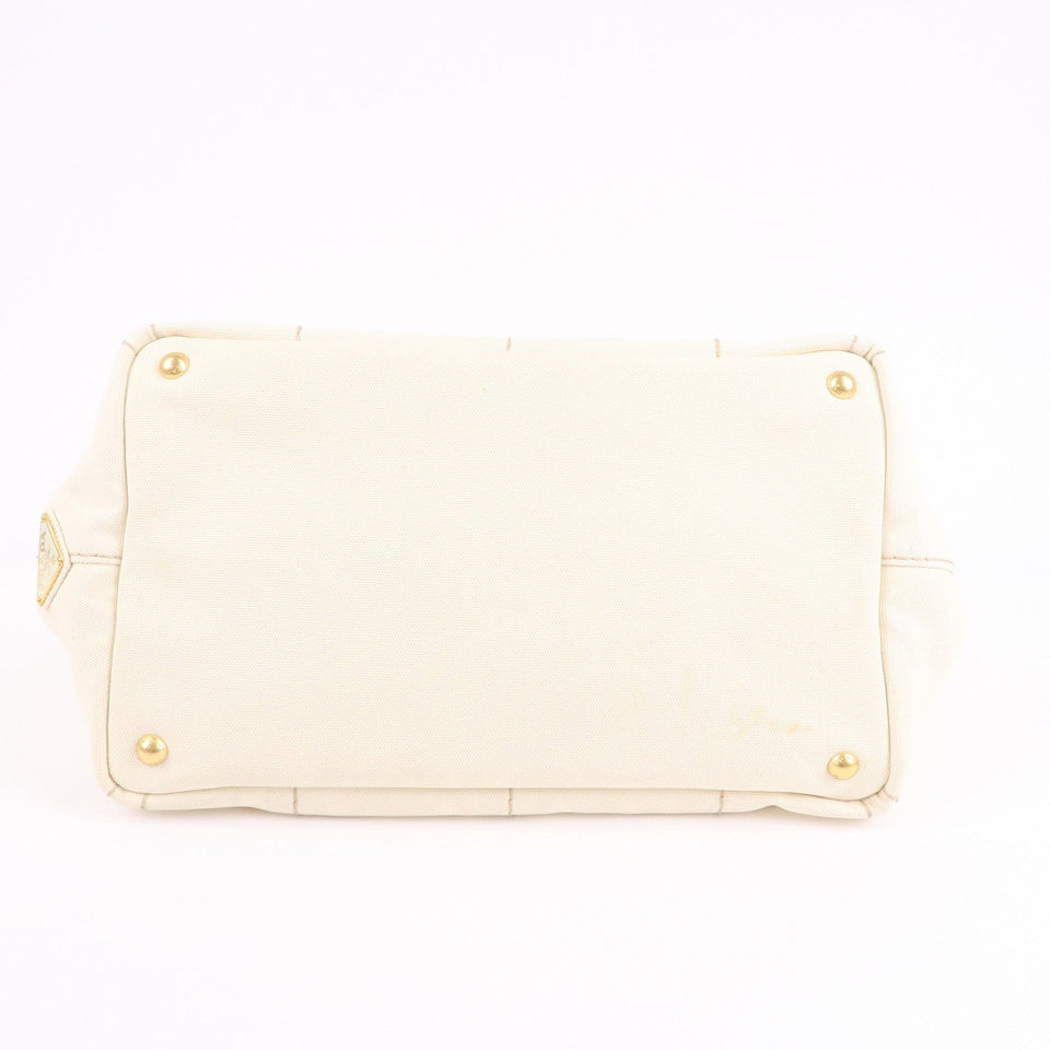 Prada Canapa Canvas Tote Bag Hand Bag Ivory BN1877