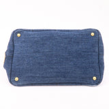 Prada Canapa Denim Logo Hand Bag Tote Bag Blue B1877B