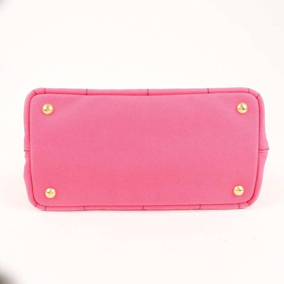 Prada Logo Canapa Mini Canvas 2Way Tote Bag Pink 1BG439
