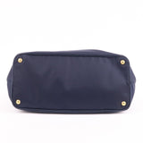 Prada Nylon Leaether Tote Bag Shoulder Bag Navy 1BC060