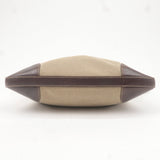 Prada Logo Jacquard Leather Shoulder Bag Beige Brown