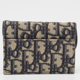 Dior Navy Blue Oblique Canvas And Leather Saddle Wallet
