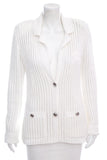 Chanel White Knit Cardigan Sweater SZ 36